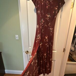 Reformation Dark Red Floral Maxi Dress